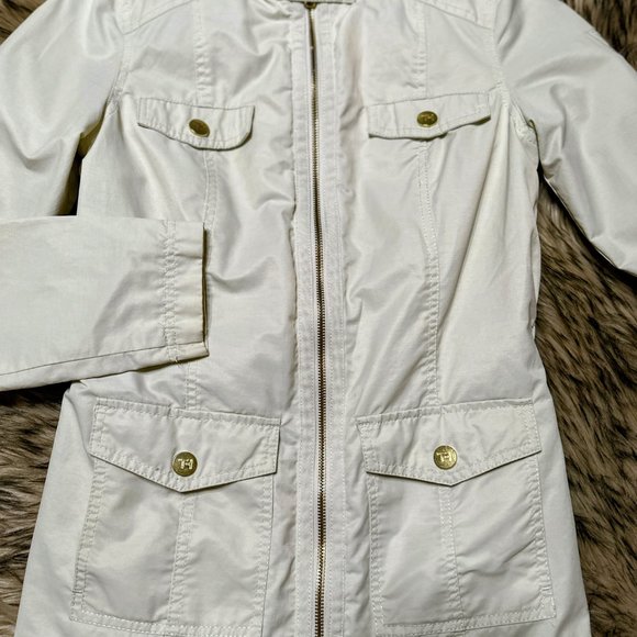 Womens Tommy Hilfiger Windbreaker Tan Beige Jacket Coat Small Lightweight Lined - Picture 2 of 7
